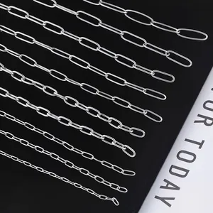 Différentes tailles de chaînes trombones en argent poli pour la création de bijoux DIY