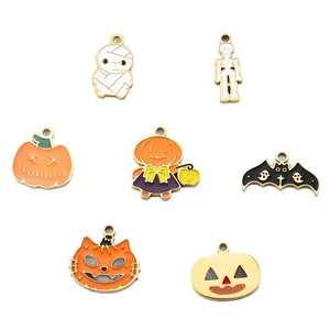 Set de dijes esmaltados de Halloween con calabaza y fantasma para joyería DIY