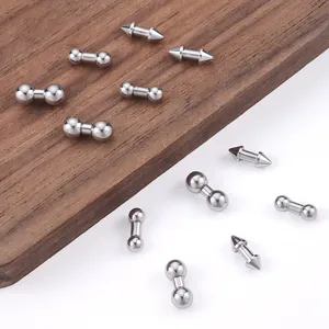 Stainless Steel Double Headed Spike Bead Charms For DIY Necklace Bracelet Hip Hop Punk Jewelry Making Findings