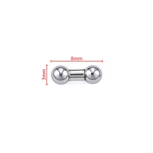 Surgical stainless steel double ball barbell for body piercing with 8mm length and 3mm beads