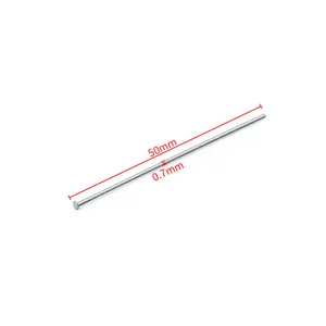 Detailed view of 50mm stainless steel flat head pins with 0.7mm diameter for jewelry making