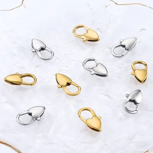 Chiusure a moschettone a cuore in oro e argento per la creazione di gioielli