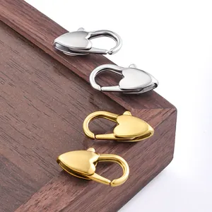 Chiusure a moschettone a cuore lucido in oro e argento per gioielli fai da te