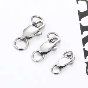 Polished stainless steel lobster clasps in three sizes for necklaces and bracelets