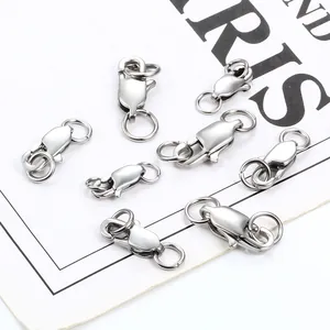 Polished stainless steel lobster clasps and rings for necklace jewelry making