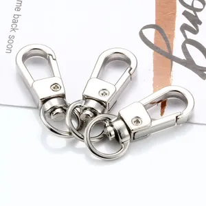 Lot de 3 mousquetons pivotants en métal argenté pour porte-clés et accessoires