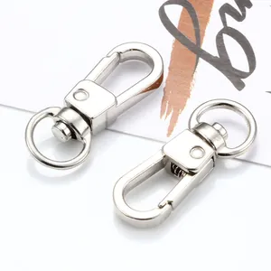 Mousquetons pivotants en métal argenté poli pour sacs et porte-clés de luxe