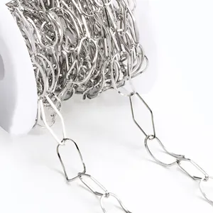 DIY stainless steel diamond-shaped oval chain on a spool for necklace and bracelet making