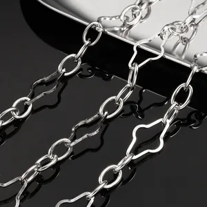 DIY Stainless Steel Chain For Jewelry Making Hollow Four Leaf Clover Diamond O-Pattern Loose Chain For Necklace Bracelet Decoration