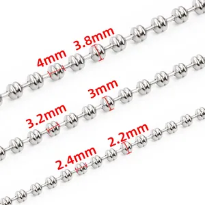 Cadena de bolas de acero inoxidable pulido en varios tamaños para hacer joyas DIY