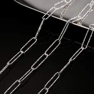 Stainless Steel Starry Long Oval Paperclip Chain DIY Jewelry Making Findings High Polish Textured Silver Color Chain For Necklace Bracelet