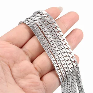 Collana a catena barbazzale in acciaio inossidabile lucido con design a maglie cubane unisex