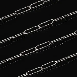 Textured silver paperclip chain necklace in high-quality polished stainless steel