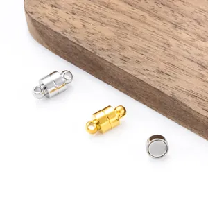 Fermoirs magnétiques cylindriques en or et argent pour colliers et bijoux DIY