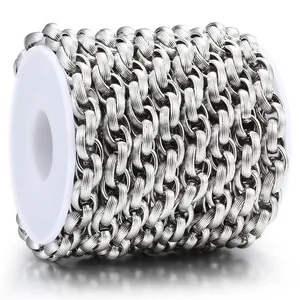 Cadena trenzada de acero inoxidable texturizada para joyería DIY en carrete blanco