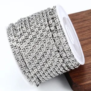 Polished stainless steel chain roll on white spool for DIY jewelry making and crafts