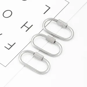 Stainless Steel Heart Oval Screw Lock Clasp Jewelry Findings Connector For DIY Necklace Bracelet Bag Chain Accessories