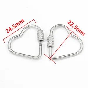 Polished heart-shaped stainless steel screw clasp 24.5mm for DIY jewelry making
