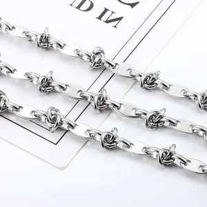 Chaîne DIY en Acier Inoxydable Nœud Grain de Café Accessoire de Fabrication de Bijoux Style Punk Industriel pour Collier Bracelet