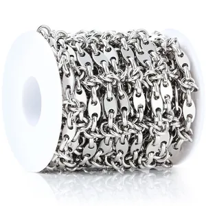 Bobine de chaîne à maillons grains de café en acier inoxydable pour bijoux DIY