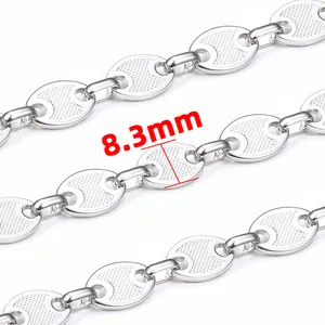 Poliertes 8,3 mm Kaffeebohnen Gliederkette aus Edelstahl für DIY Schmuckherstellung