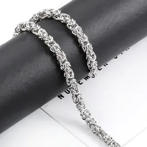 Bright silver 6mm Byzantine keel chain made of premium stainless steel links