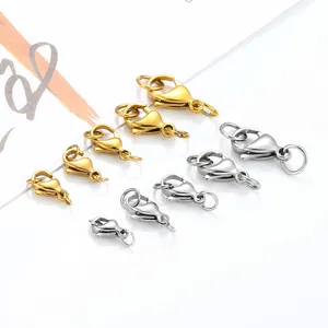 Stainless Steel Lobster Clasp Jewelry Findings DIY Bracelet Necklace Connector Closure 18K Gold Plated For Handmade Jewelry Making