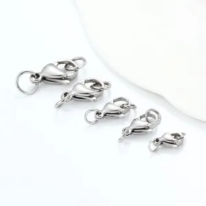 Five sizes of silver stainless steel lobster clasps for DIY jewelry making and repair