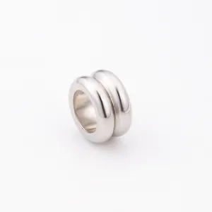 Dubbellaagse zilveren roestvrijstalen tussenkralen met gladde afwerking voor DIY-sieraden