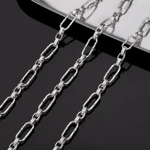 Textured Stainless Steel Thick Link Chain For Jewelry Making DIY Necklace Bracelet Bag Accessories Indented Cable Chain Bulk Roll Handicraft Material