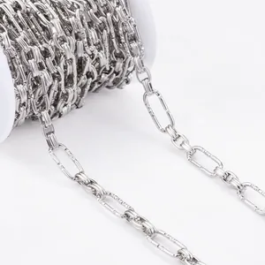 Textured stainless steel textured link chain on a spool for DIY jewelry making and bags
