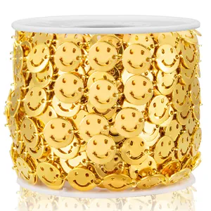 Chaîne à breloques émoji en acier inoxydable doré pour création de bijoux sur bobine