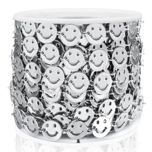 Chaîne à visage souriant en acier inoxydable argenté pour la fabrication de bijoux DIY