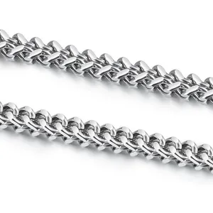 Cadena Franco de acero inoxidable plateado pulido con estructura tejida en 3D