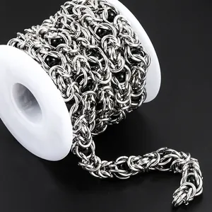 Chaîne de Quille Byzantine en Acier Inoxydable Avec Perles Noires Pour DIY Bijoux Hip Hop Collier Bracelet Métal
