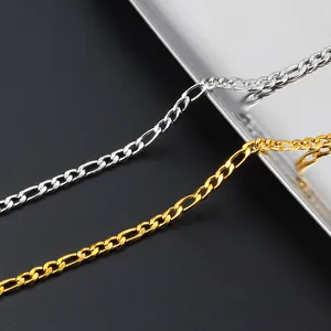 Stainless Steel Figaro Link Chain DIY Necklace Bracelet Jewelry Making Cuban Chain For Men Women Gold Silver Plated