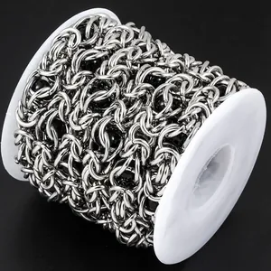 Chaîne en acier inoxydable avec perles noires sur bobine pour bijoux DIY
