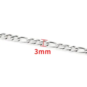 Polished 3mm stainless steel NK 3:1 curb chain link for DIY jewelry making