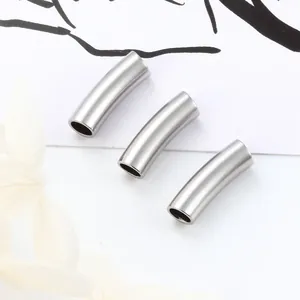 Curved stainless steel tube beads for DIY necklace and bracelet jewelry making projects