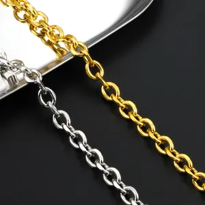 Minimalist gold and silver oval link chains in stainless steel for DIY jewelry making