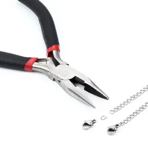 DIY jewelry tool set with needle nose pliers and stainless steel lobster clasps and rings
