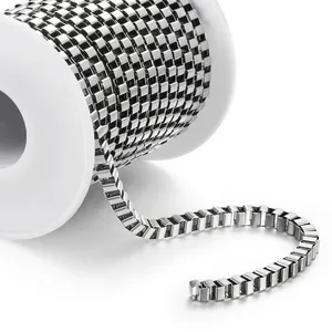 Stainless Steel Box Chain For DIY Necklace Bracelet Making Square Link Venice Chain Jewelry Findings Crafts Accessory
