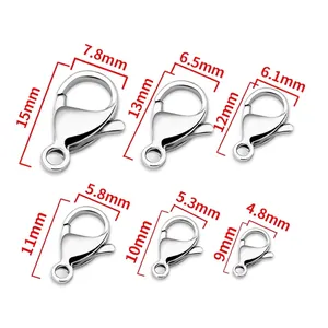 Guide des tailles de fermoirs mousquetons en acier inoxydable de 9mm à 15mm pour bijoux