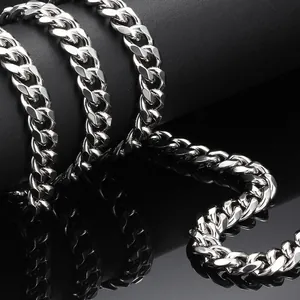 Stainless Steel Six-Sided Polished Thick Cuban Link Chain For DIY Jewelry Making Hip Hop Necklace Bracelet Bag Chain