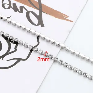 2mm stainless steel rhinestone claw chain for DIY jewelry making necklaces and bracelets