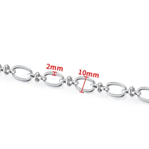 Dettaglio catena a maglie ovali 2mm x 10mm in acciaio inossidabile lucido