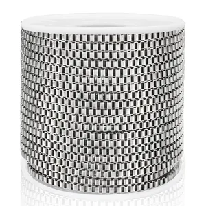 Polished silver stainless steel box chain roll for DIY jewelry making with white spool
