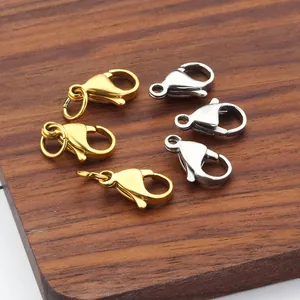 Fermoirs mousqueton en acier inoxydable 18k or et argent pour bijoux DIY