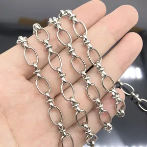 Catena a maglie ovali in acciaio inossidabile argento lucido per collane fai-da-te