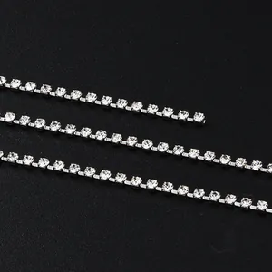 Sparkling silver rhinestone claw chain for DIY necklaces and luxury fashion accessories